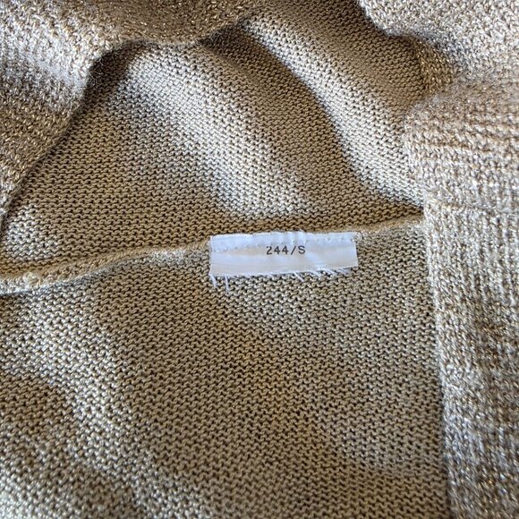 Vince Camuto Gold Metallic Lurex Sweater Women Sz S Ribbed Bell Sleeve Boat Neck - Picture 11 of 15